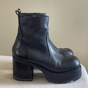 Vintage Riverstone Leather Platform Ankle Boot Chunk Chunky Heel sz 7.5